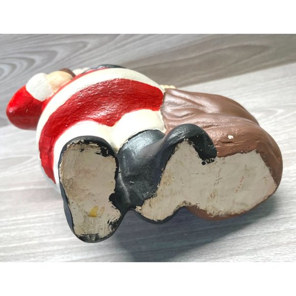 Vintage Christmas Figure Santa Toy Sack & Football Handpainted Ceramic Heavy - Picture 7 of 12